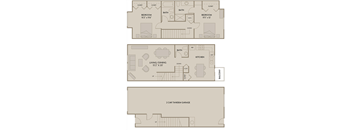 2 bed 2.5 Bath 1325 square feet floor plan B